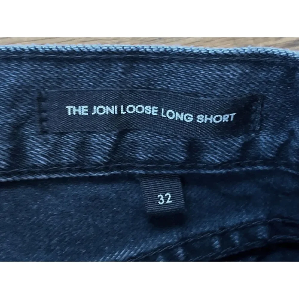 DENIM FORUM Black Denim The Joni Loose Long Jeans Shorts Women's Size 32